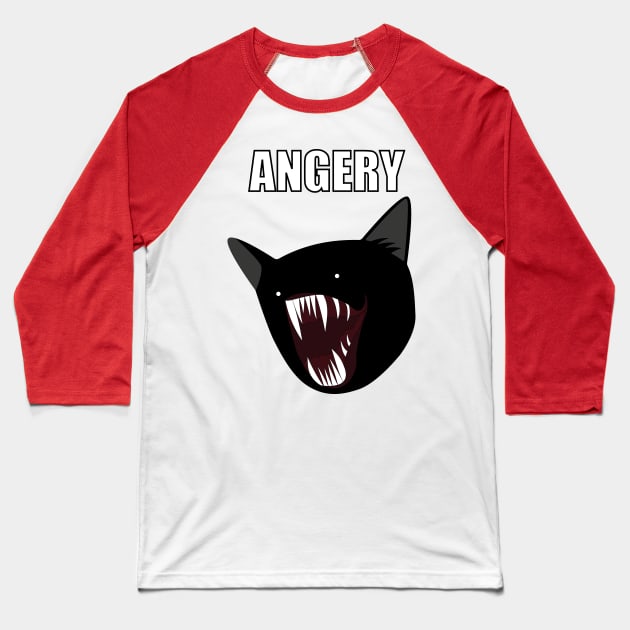 Angery Demon Cat Meme Baseball T-Shirt by Sashen